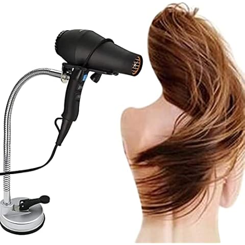Hair Dryer Holder Stand, Stainless Steel 360 Degree Rotating Lazy Hair Dryer Stand with Suction Cup, Hands Free Blow Dryer Holder Countertop Cover