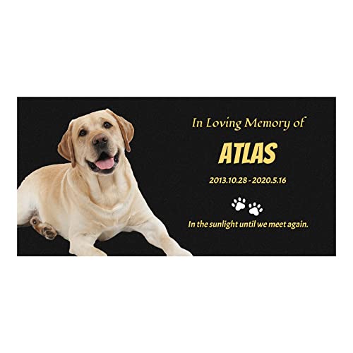 LAIFU Marcador de Tumba Personalizado con Foto Piedra Conmemorativa para Mascotas Piedra de Granito Negro,Regalos para Alguien Que perdió a un ser Querido