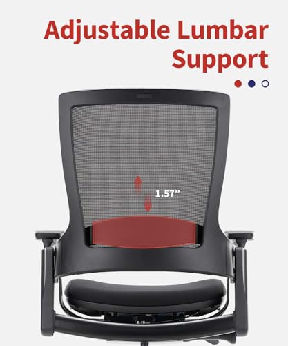Image of CLATINA Ergonomic High Swivel Executive Chair Fabric Mesh Office Tables Chair with Adjustable Height Head 3D Arm Rest Lumbar Support and Upholstered Back for Home Office Conference Black