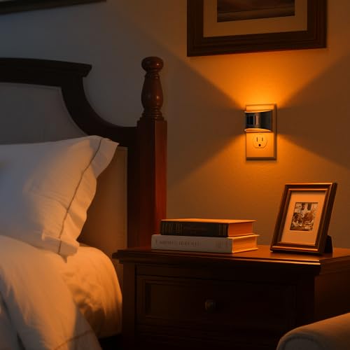 Image of DORESshop LED Night Light[4 Pack], Night Lights Plug into Wall, 3 Mode Plug in Night Light with Motion Sensor, Dusk to Dawn Sensor, Nightlights for Adults, Bedroom, Bathroom, Hallway, Amber