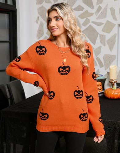 Women's Pullover Sweaters Long Sleeve Crew Neck Cute Multi-Hearts Knitted Casual Sweater