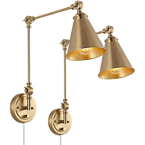 WINGBO Gold Swing Arm Wall Lamp Set of 2 Cover
