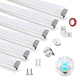 [ Protección perfecta para LED ]- HOMMAND perfil de aluminio para tira LED funciona como un gran disipador de calor, difusor de luz. El perfil LED aluminio está hecho de una construcción rígida de aluminio anodizado para una mejor disipación del calor.