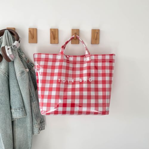 Image of Lushandy Striped PVC Tote Bag for Women, Waterproof Plastic Tote Bag for Beach Pool Large Top Handle Travel Hobo Handbag | Waterproof Material
