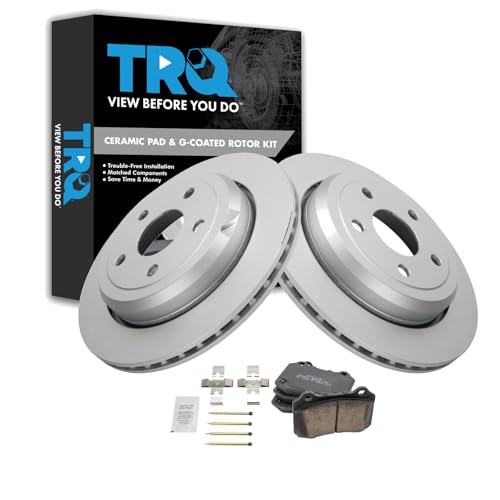 Image of TRQ Rear Brake Pad and Rotor Set Ceramic G Coated Vented Rotors Compatible with 2018-2019 Dodge Durango 2020-2021 Jeep Grand Cherokee