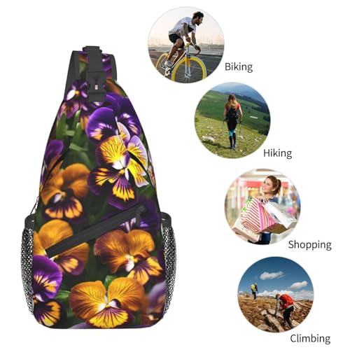 Mochila tipo bandolera negra con estampado floral miniatura 6