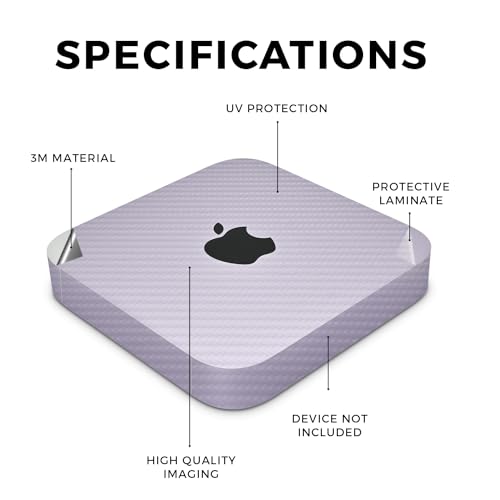 Image of Carbon Fiber Skin Compatible with Apple Mac Mini M2 Pro (2023) - Solid Lilac - Premium 3M Vinyl Protective Wrap Decal Cover - Easy to Apply | Crafted in The USA by MightySkins