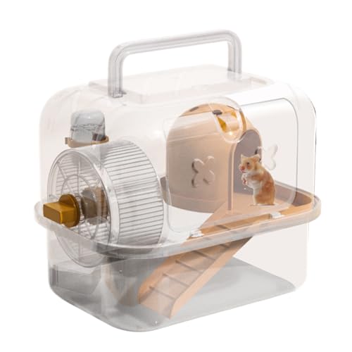 Hamster Transportbox Hamster Tragekäfig Mit Wasserflasche tragbaren Kleintiere Reisebox Tragekäfig Kunststoff Kleintierkäfig Tragetasche Mit Rad Zum Schiebe Für Rennmäuse, Mäuse, Zwerghamster