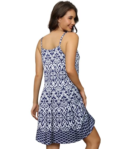 Image of elescat Womens Summer Dresses Spaghetti Strap V Neck Casual Sleeveless Sundress Beach Cover Ups with Pockets 2026