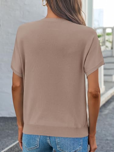 Image of Saodimallsu Women's Short Sleeve Crew Neck Knit Pullover Sweater