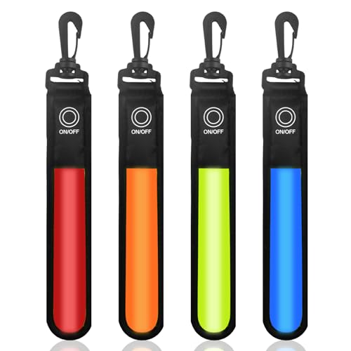 Joyan 4 STK LED Blinklicht Reflektierende Anhänger, Kinder Sicherheitslicht, Reflektoren für Schulranzen, Schulranzen Licht für Schulkinder, Spaziergänger, Jogger, Radfahrer, 3 Blitzmodi + 4 Farben