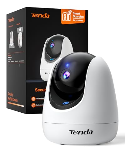 Tenda CP3 Pro Telecamera Wi-Fi Interno, 360° 2K Videocamera di Sorveglianza, Webcam di Sicurezza per Bambini/Anziani/Cani, Visione Notturna, Chiamata con un tocco, Audio Bidirezionale, Wi-Fi 6