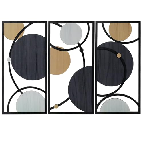 WakiHong 3 Pièces Sculptures Murales Décoratives en Bois Léger Art Mural Abstrait Moderne Décorations Murales en Bois,pour Salon,Chambre,Entrée,Galerie-43...