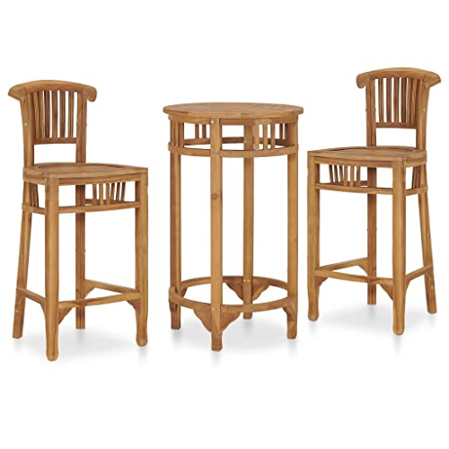 Youuihom Gartenmöbel Set Dining Lounge Outdoor Garten Sitzgruppe 3-TLG. Gartenbar-Set Teak Massivholz Geeignet für Garten, Balkon, Terrasse, Esszimmer