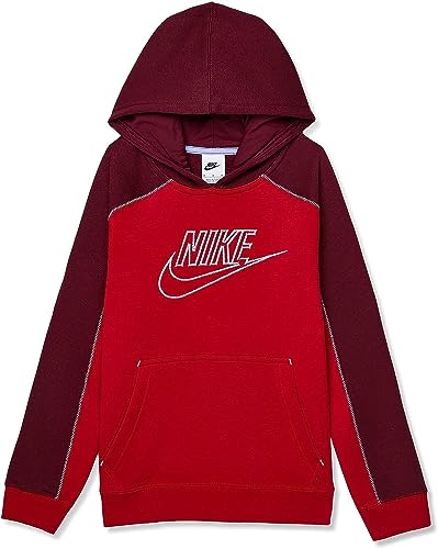 Nike Big Kids Boys' Amplify Sportswear Pullover Hoodie (Gym Red/Dark Beetroot, XS, X-Small)