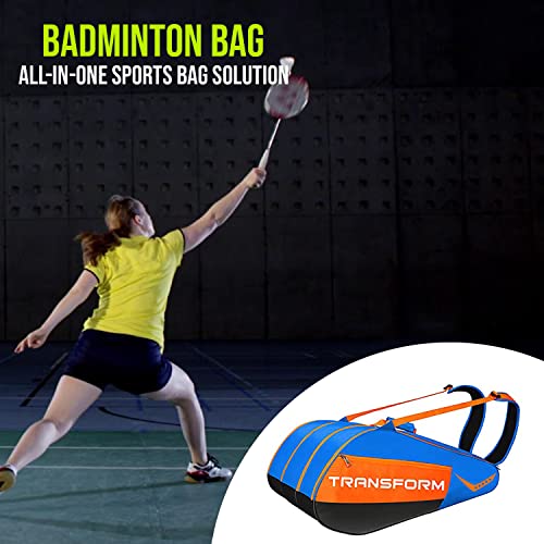 Image of TRANSFORM Vicky Badminton Kitbag with Double Zip Dual Shoulder Strap Durable Base Sheet Roomy & Lightweight Design Ideal for Both Men & Women (India Blue)