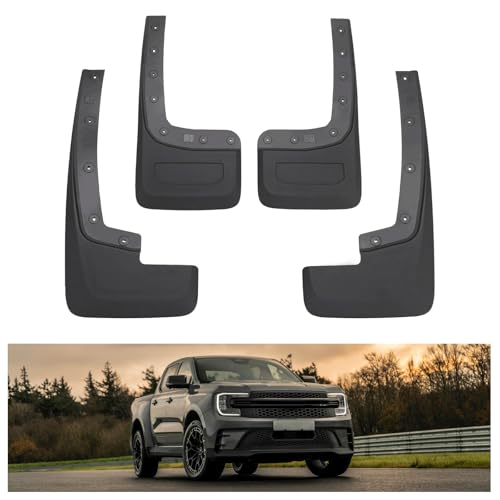 Image of Kiwi Master Mud Flaps for 2024-2026 Ford Ranger (Not Fits Raptor), OEM Replacement # R1WZ-16A550-AA R1WZ-16A550-BA, Heavy Duty Mud Guards, Front & Rear Splash Guards, No Drill, 4 Pcs Set
