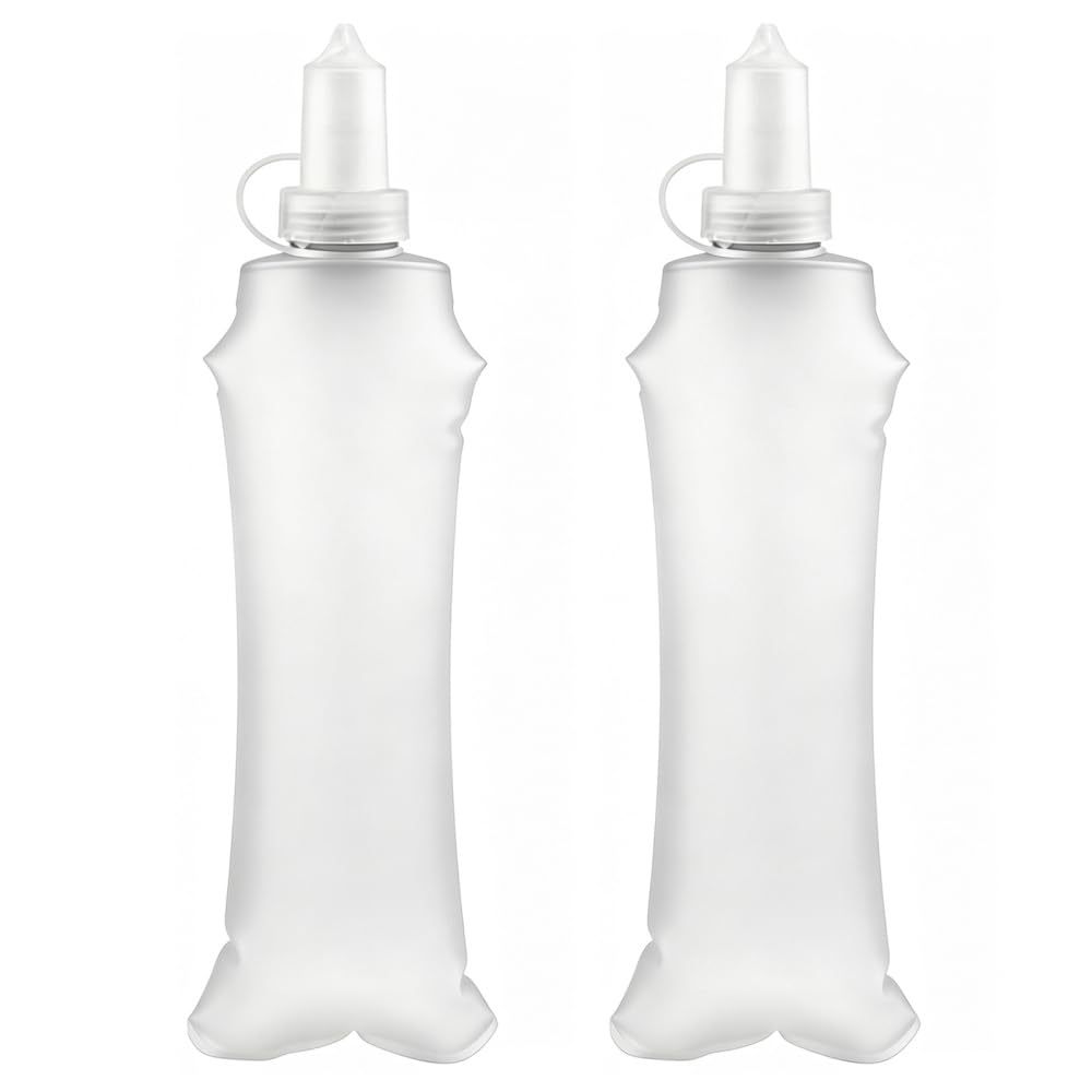 BDKMMS Outdoor Soft Flask, 2Pcs 500ML TPU Foldable Water Bottles Leakproof Drinking Soft Bottle for Cycling Hiking Running Camping