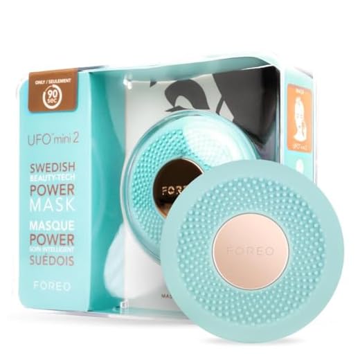 FOREO UFO mini 2 Mint Komplett ansiktsbehandling på 2 minuter, värme, T-Sonic-massage, fullspektrums- & röd LED, fungerar med utvalda UFO-aktiverade masker, app-uppkopplad, 2 års garanti