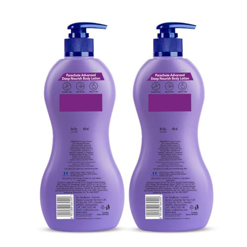 Parachute Advansed Deep Nourish Body Lotion for Women & Men, Dry Skin, 400ml (Pack of 2) | Pure Coconut Milk, 100% Natural, 72h Moisturisation