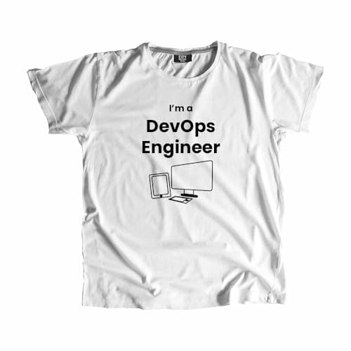 T-shirt DevOps engineer blanc en coton pour informaticien