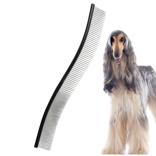 Peine de metal para perros | Peine curvado para perros - Aseo de mascotas para cachorros pequeños, medianos y grandes para eliminar nudos y moco