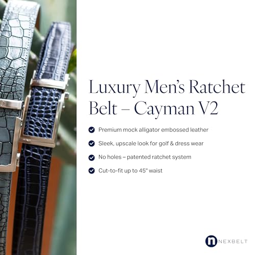 Cayman V2 Ratchet Belt for Men – Adjustable 1 3/8" Strap - Cut-to-Fit - Luxury Golf & Dress Belt2