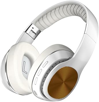 NONCHI Wireless Bluetooth 5.0 Over-Ear Headphones, HiFi Stereo Foldable Headset with Built-in HD Mic, FM, TF, 12 Hours Playtime Gaming Headphones Deep Bass, for Travel, Home, Office,White