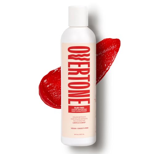 Overtone Daily Color Depositing Conditioner for Hair, Ruby Red:Temporary Pigment with Shea, Coconut & Avocado Oils, Hydrating, Vegan & Cruelty-Free, All Hair Types, 8oz.