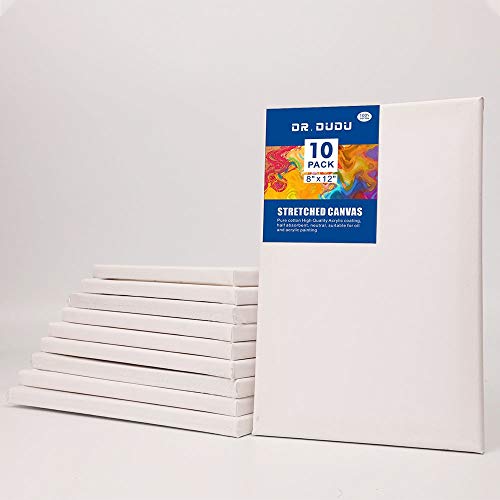 image for DR.DUDU 8 x 12 Inch Painting Stretched Canvas, 10 Pack, 100% Cotton Pi