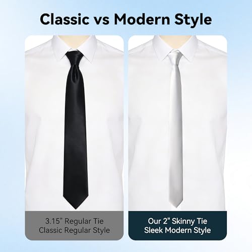 Image of Skinny Tie Men Women 2 inch (5CM) Slim Necktie Solid Thin Ties Formal