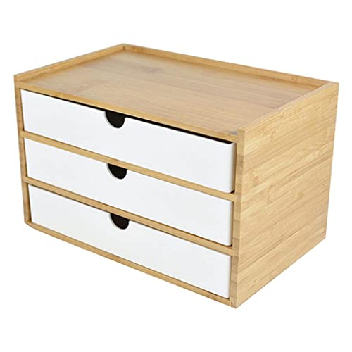 Meuble en bambou et blanc à 3 tiroirs aux finitions soignées