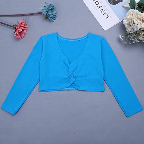 Kids Girls Ballerina Long Sleeve Front Twist Knot Wrap Top Gymnastics Dance Cardigan Sweater3