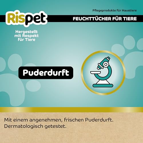 Rispet Hygienische und reinigende Tücher XL, Avocado und Seide, für das Fell von Hunden, Katzen und Haustieren, 54 Tücher