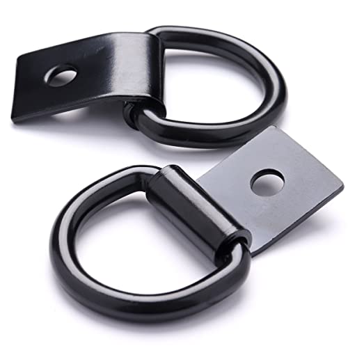 6 Pcs D-Ring Tie Down Anchors 1/4" Heavy Duty Steel Tie Down Hooks For Truck, Trailer, Camper, Warehouse, Garage, Boat, Cargo Control Surface Mount, D Ring With Screws, Black #TOP4