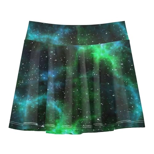 Cosmic Nebula Green Toddler Tennis Skirts Running Athletic Shorts Girls Skorts Pleated Skort 4t2