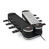 raclette tristar 6 personnes Este aparato también está equipado con 2 placas de cocción oblongas de 38 x 12 cm cada una. Una es una parrilla reversible en plancha y la segunda es una piedra de cocción. Esto significa que puede asar sus alimentos de dos maneras diferentes al mismo tiempo. También se puede fundir queso en las paletitas incluidas para comer raclette.