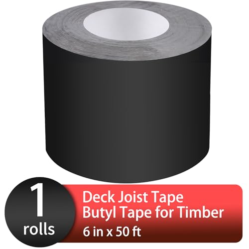 Image of DPEI 6 inch x 50' Joist Tape for Decking Butyl Flashing Tape Decking Joist Self-Adhesive Waterproof,Weather Butyl Tape for Joists,Beams,Wood