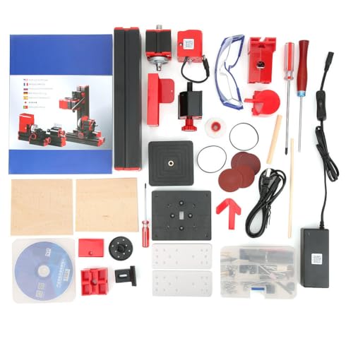Gearwell ミニ電動旋盤、4 in 1 DIY 木工ツール、多機能卓上旋盤、穴あけ、フライス加工、切断、研磨用