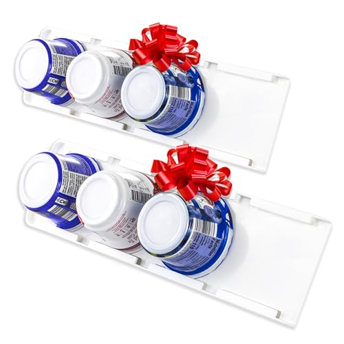 Storage Theory Yogurt Organizer for Fridge – Peel and Stick Yogurt Storage for 4 Wide-Mouth Vegan Greek Yogurt Cups – New Adhesive Strips Design - 2 Pack, White