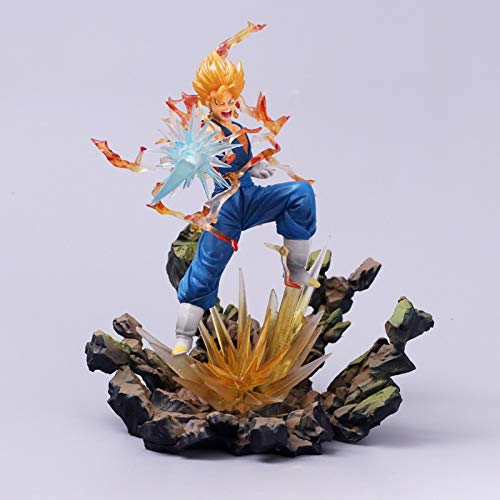 CLEARNICE 23Cm Dragon Ball Yellow Hair Burst Goku Vegeta Toy PVC Anime Figura Super Saiyan Modelo Figuras Muñeca Decoración Niños Regalo