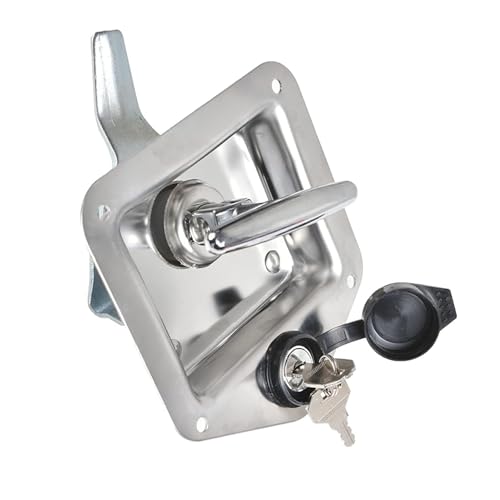 Image of 1-Pack Trailer Door Latch Rv Door Tool Box Lock T-Handle Lock 304 Stainless Steel with Gasket Keys Highly Polished for Camper RV Truck Tool Truck Trailer Tool Box Trailer, Toolbox