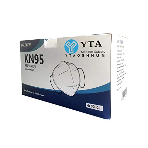 50 peças de proteção facial descartável, 5 camadas de proteção respirável para a boca com argola de