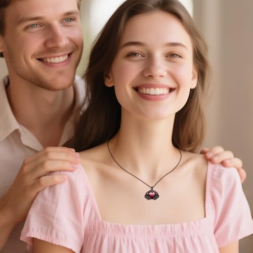 TIGER RIDER Claddagh Necklace Sterling Silver Skull Hand Heart Ruby Necklace Jewelry Gifts Halloween for Women Men3