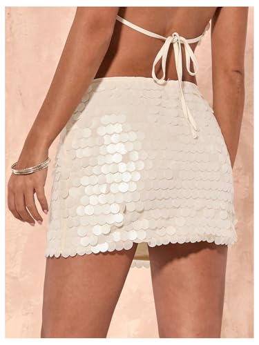 SOLY HUX Women's Sequin Mini Skirt Sparkly Low Rise Bodycon Party Club Going Out Summer Skirts2