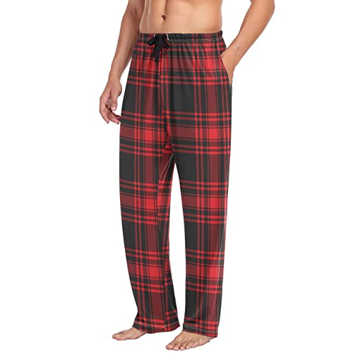 Tartan Black Red Plaid Men's Pajama Bottoms Pants for Men Soft Men's Separate Bottoms Lounge Pants L3