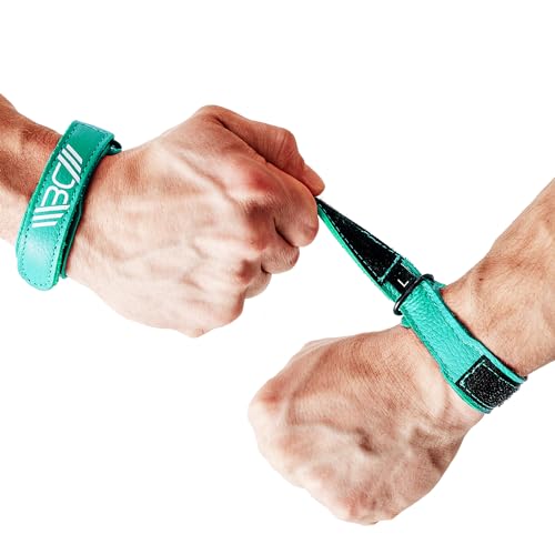 WARM BODY COLD MIND Leather Wrist Wraps for Weightlifting, Powerlifting, Gym – Wrist Support for Men & Women – Heavy Duty Wrist Straps for Strength Training (Basic Aqua, S)