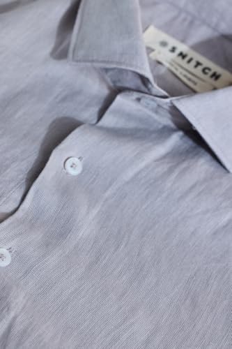 Image of SNITCH Men Casual Shirt | Slim Fit Full Sleeve Classic Collar Solid Pattern | 100% Linen, Breathable & Lightweight Fabric, Machine Washable