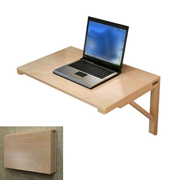Zwevende wandgemonteerde neerklapbare eettafel, massief houten opklapbare eettafel, multifunctioneel computerbureau, studeertafel, voor balkon, keuken, badkamer, kantoor, 14 maten, met schroeven (60x4