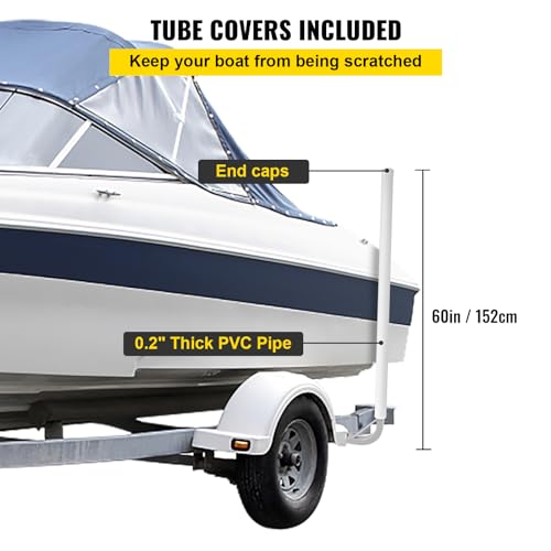 VEVOR Boat Trailer Guide-on, 60", 2PCS Steel Trailer Post Guide ons, w/White PVC Tube Covers, Complete Mounting Accessories Included, for Ski Boat, Fishing Boat or Sailboat Trailer by VEVOR - Image 6